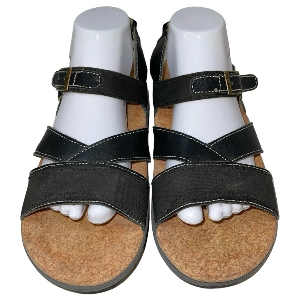 Spenco Women's Sandals Size 9 Black Leather Strappy Arch Support Comfort - Picture 2 of 13